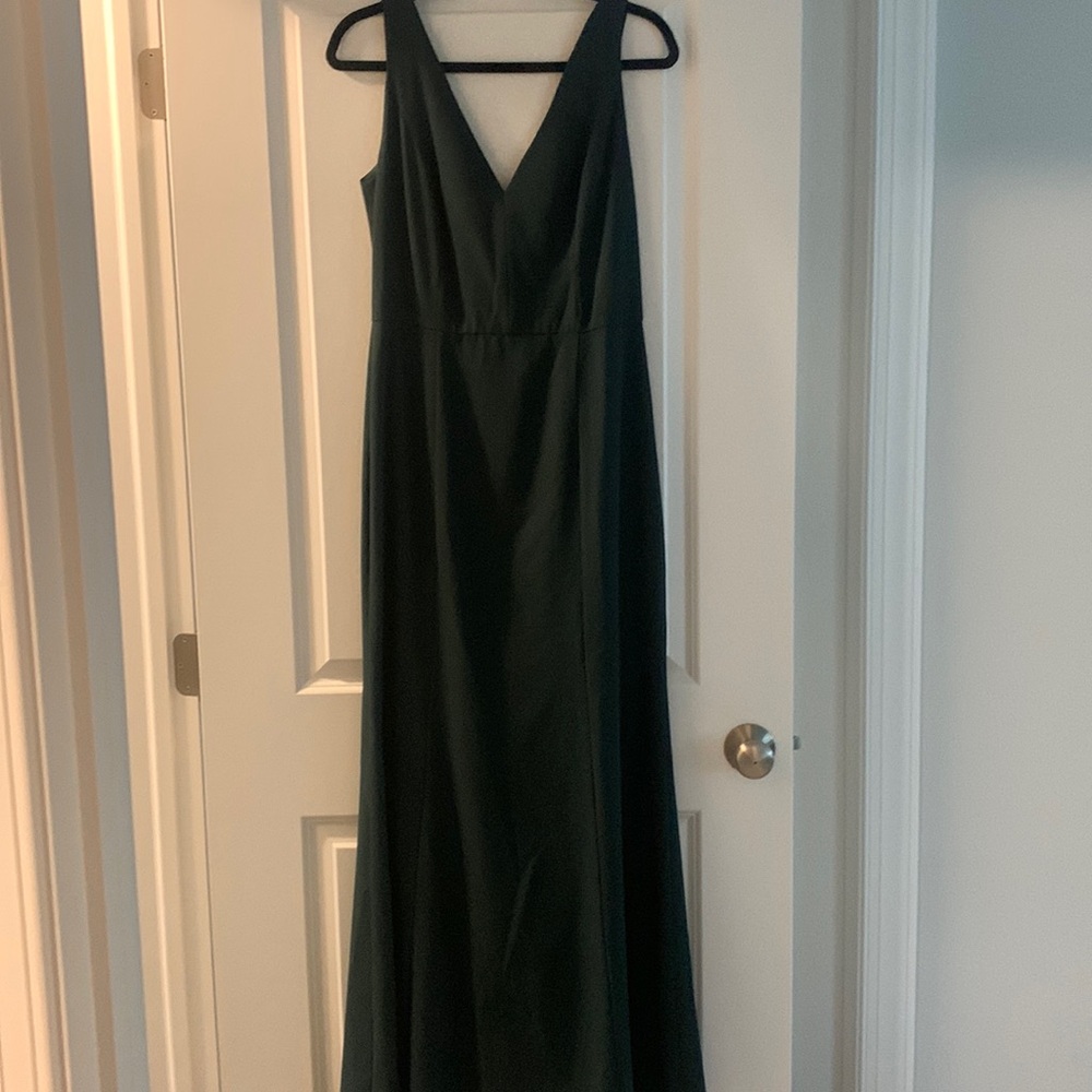 Amsale Sydney bridesmaid floor length gown in Hunter green size 10